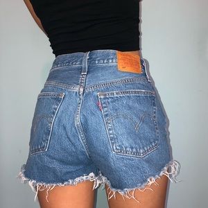 Levi’s vintage 501 high waisted distressed shorts
